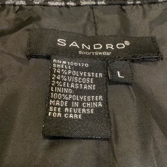 SANDRO SPORTSWEAR PATTERNED/ BUTTON-UP JACKET WITH TIE-UP BELT/ Size L - Picture 15 of 15